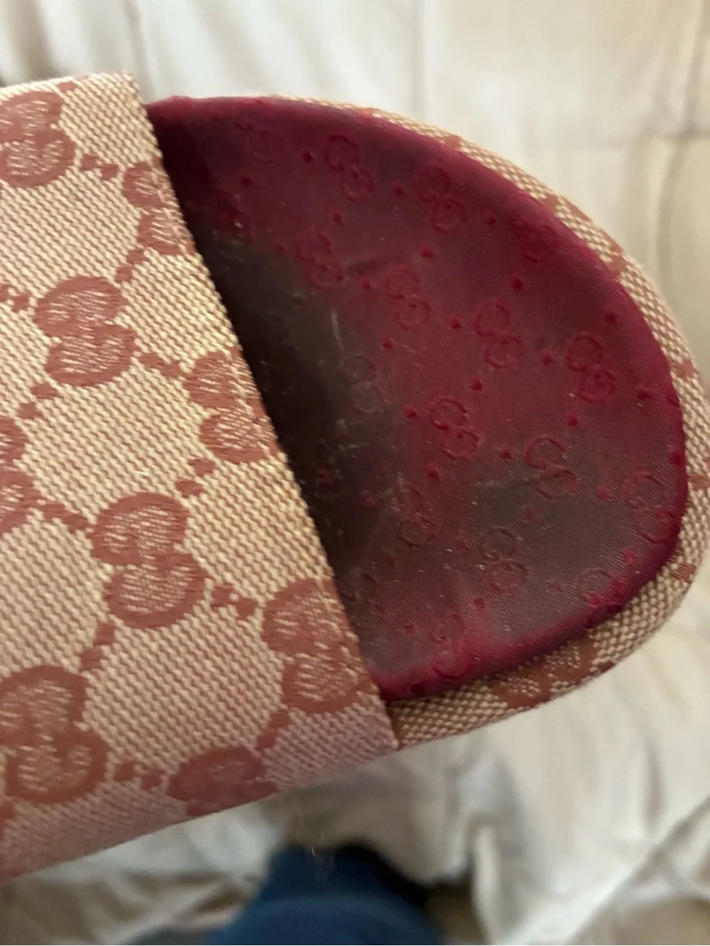 Authentic Gucci Beige & Dusty Pink GG Canvas Slide Sandals